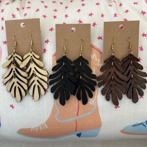 New Wodden Leaf Earrings